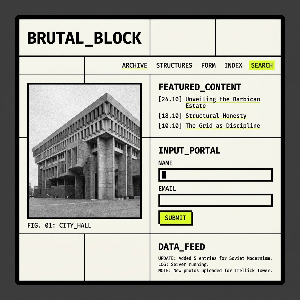 Brutalist Web Design tasarım sistemi önizlemesi