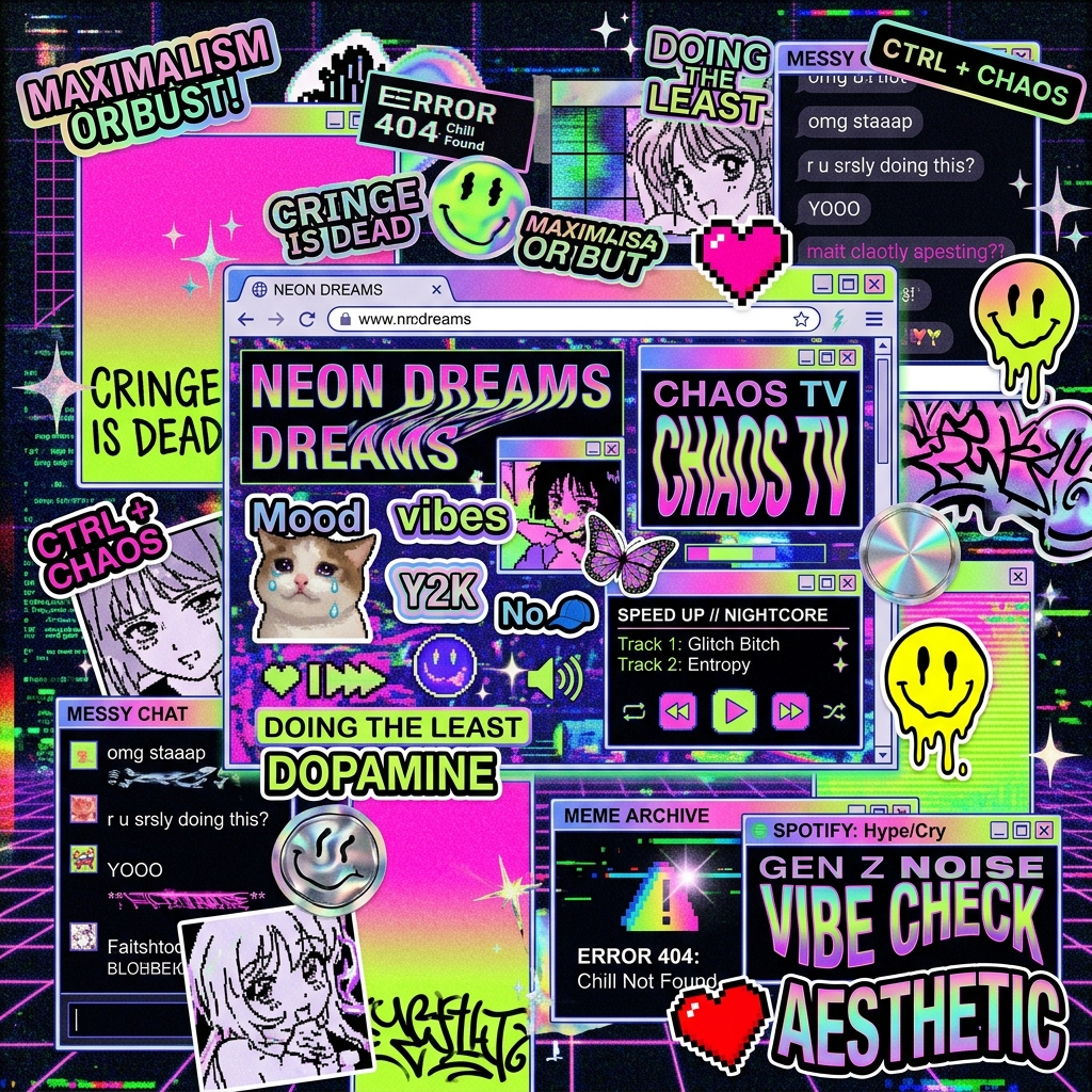 Gen Z Chaos / Maximalism tasarım sistemi önizlemesi