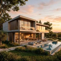 Minimalist Villa İllüstrasyonu (DALL-E 3 Şablonu) - Vol 49