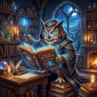 Mystical Owl Mage İllüstrasyonu (DALL-E 3 Şablonu) - Vol 41