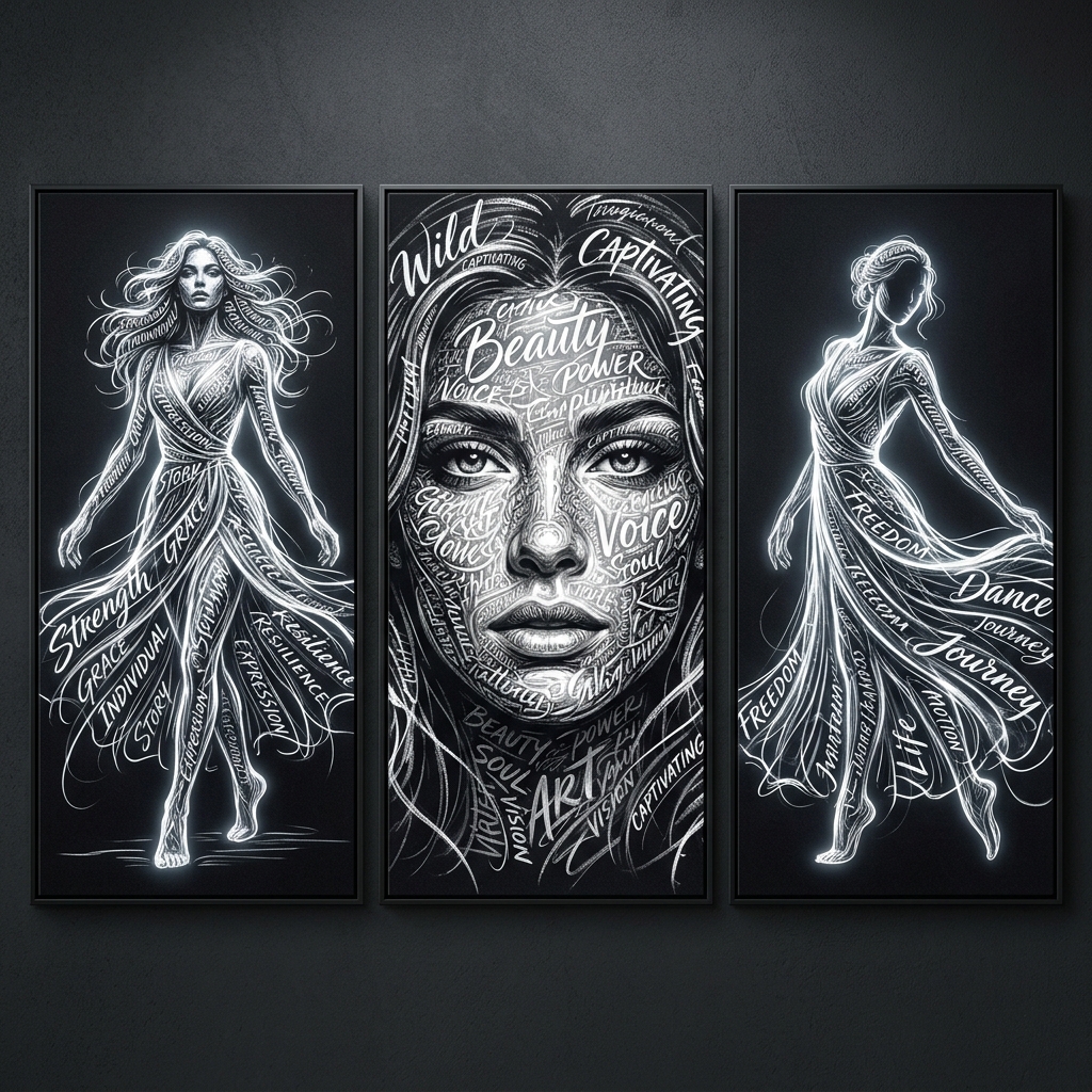 Neo-Noir Grafiti & Tipografik Portre Üçlemesi Promptu - Küçük Resim 2